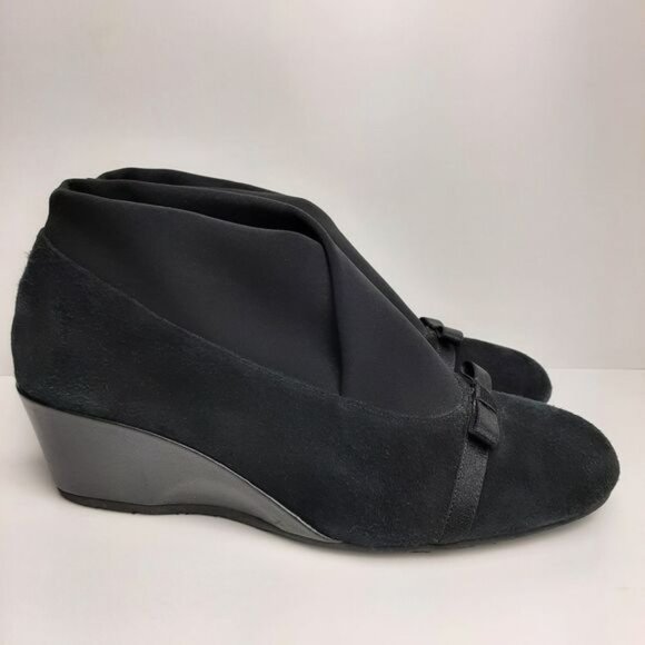 THIERRY RABOTIN Suede Slip-On Wedge Pumps Shoes w/ Bow Sz 8 | Eur 39 - Picture 3 of 12